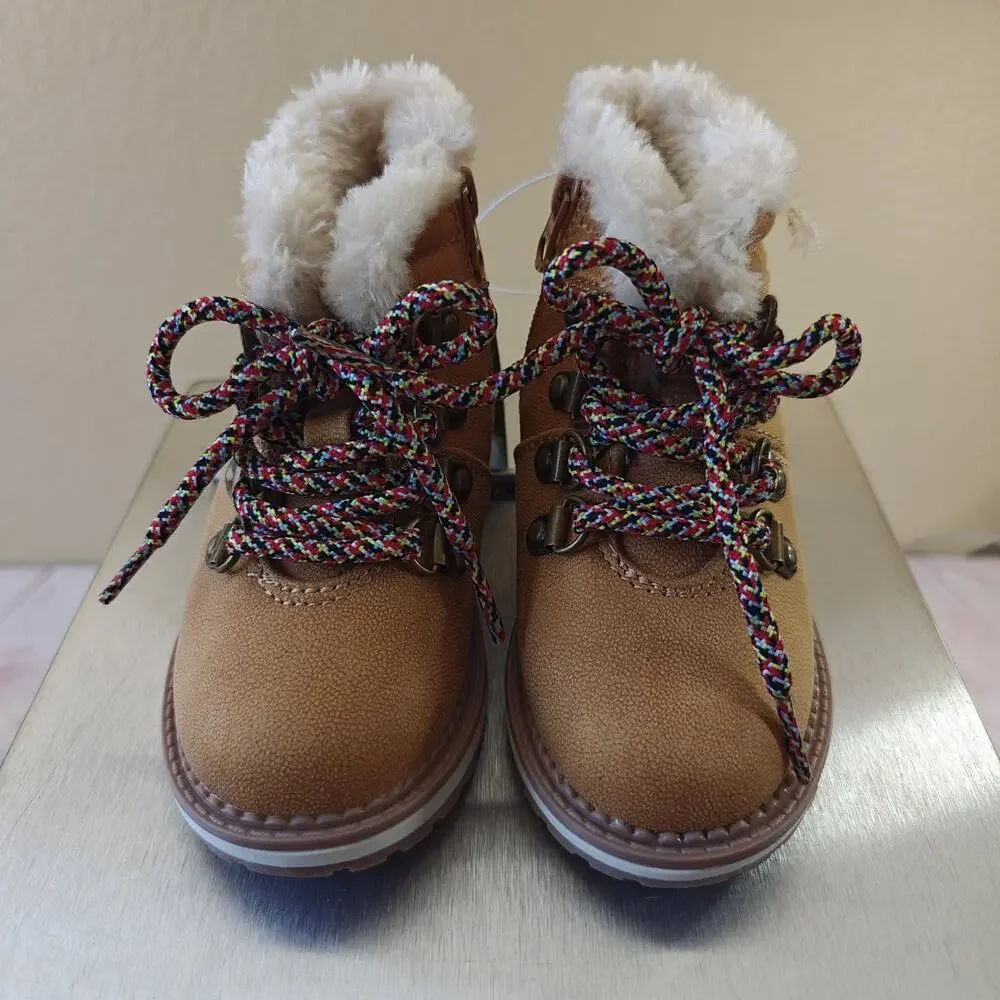 Cat & Jack Toddlers' Reed Zipper Slip-On Combat Boots Cognac sz 7 NWT